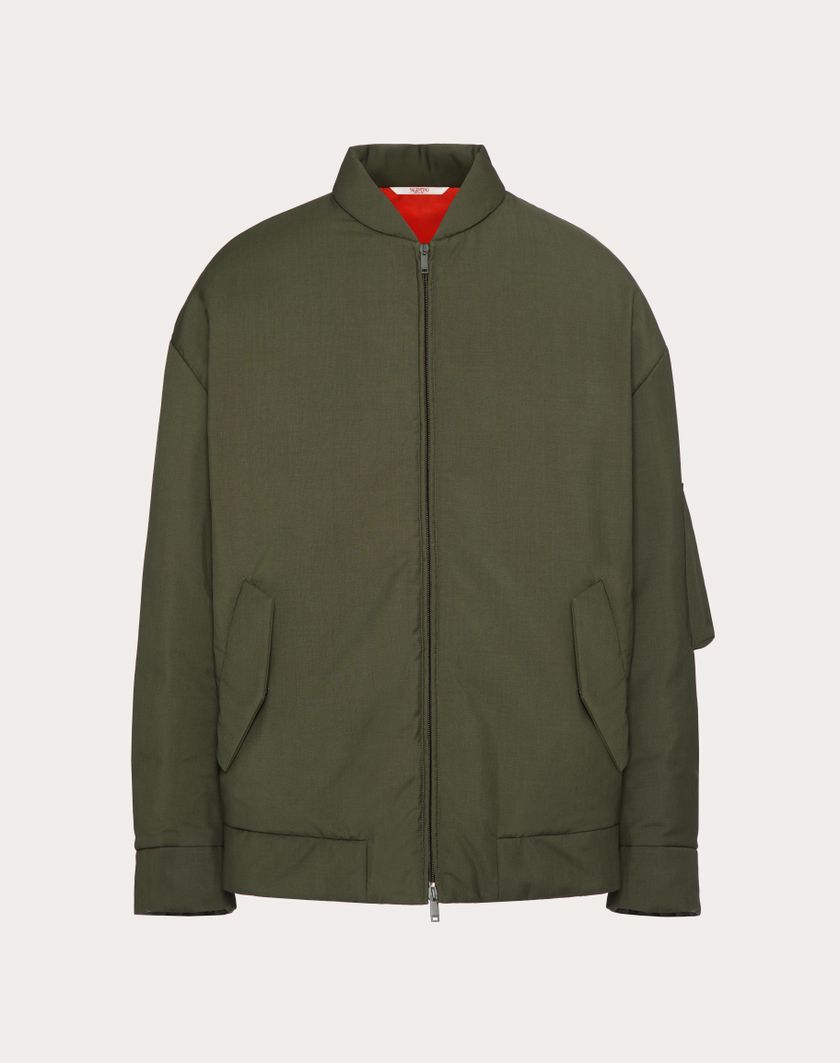 Valentino Handbags Piumino In Lana Mohair per Uomo in Verde Militare | Valentino IT