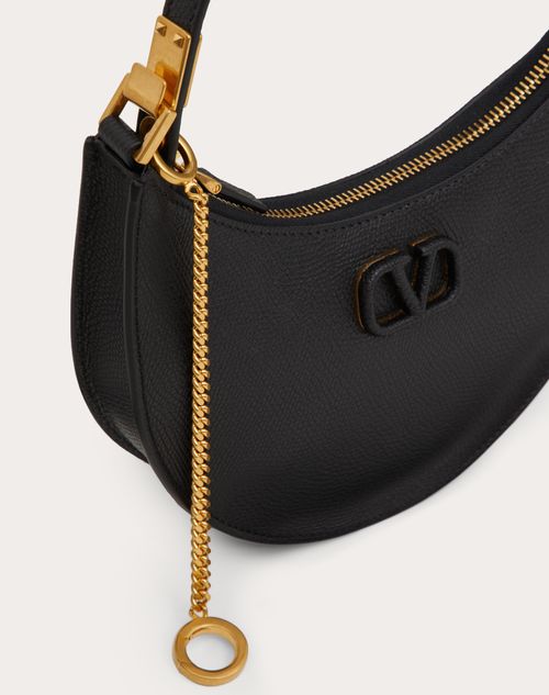 V Logo Signature Mini Leather Shoulder Bag in Black - Valentino Garavani