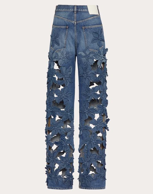 Valentino - Embroidered Medium Blue Denim Pants - Denim - Woman - Denim