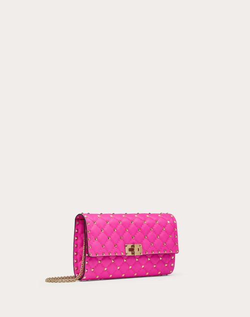 Valentino Garavani - Clutch Con Bandolera Rockstud Spike De Napa - Pink Pp - Mujer - Rebajas De Bolsos Y Accesorios Para Mujer