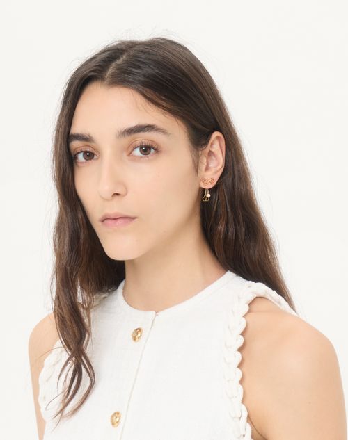 Valentino Garavani - Valentino Vlogo Floc Earrings In Metal And Swarovski® Crystals - Gold/crystal - Woman - Jewellery