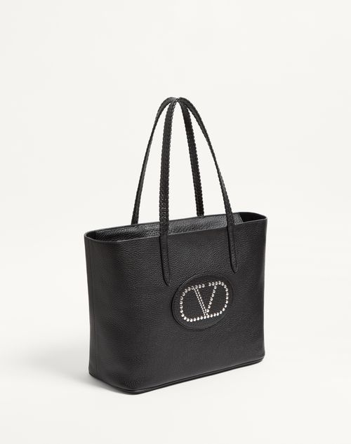 Valentino Garavani - Valentino Garavani Nellcôte Shopping Bag In Grainy Calfskin - Black - Woman - Summer Totes - Bags (vlogo Totes/signature)