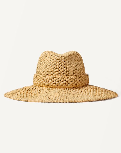 Valentino Garavani - Valentino Garavani Fedora Hat In Raffia Handmade With Crochet Technique - Natural - Woman - Hats And Gloves