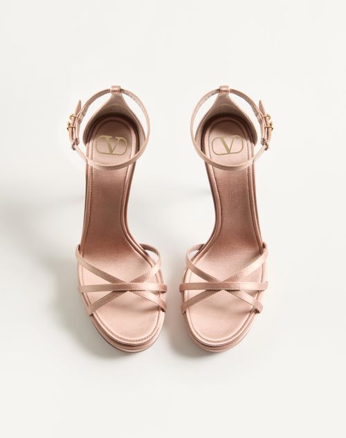 Valentino Garavani - Valentino Garavani Eveninglam Satin Platform Sandal 120mm - Poudre - Woman - Sandals
