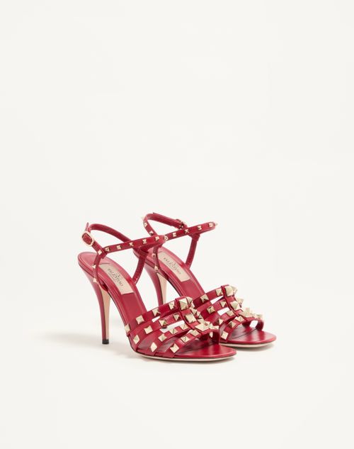 Valentino Garavani - Rockstud Kidskin Sandal 100mm - Red - Woman - Sandals