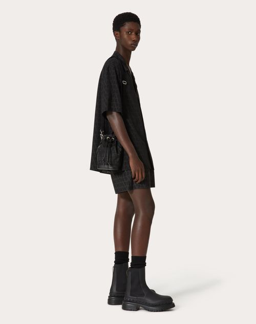Valentino Garavani - Mini Black Iconographe Nylon Bucket Bag - Black - Man - Small Treats