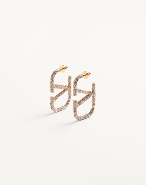 Valentino Garavani - Vlogo Signature Earrings In Metal And Swarovski® Crystals. - Gold/crystal - Woman - Accessories
