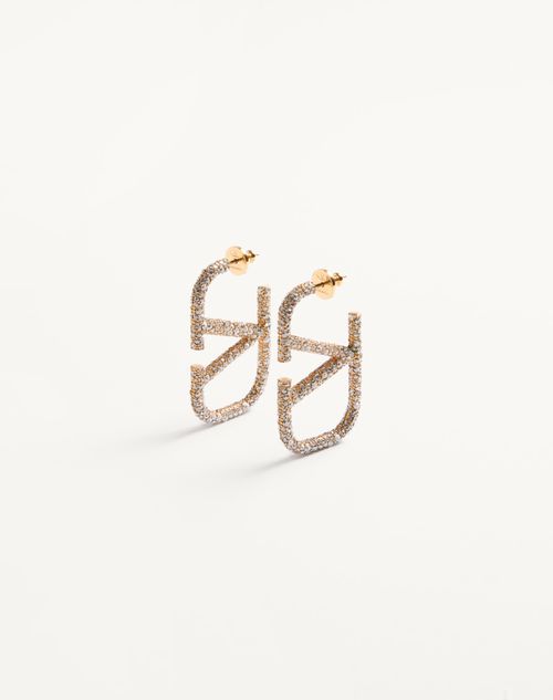 Valentino Garavani - Vlogo Signature Earrings In Metal And Swarovski® Crystals. - Gold/crystal - Woman - Accessories