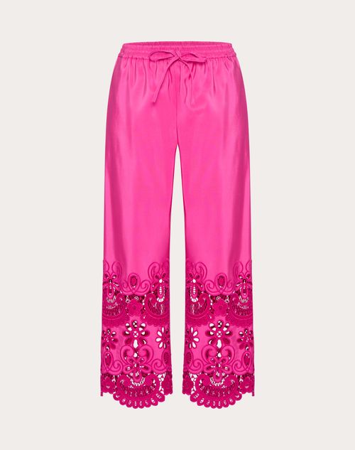 Valentino - Valentino Faille Broderie Trousers - Pink Pp - Woman - Trousers And Shorts