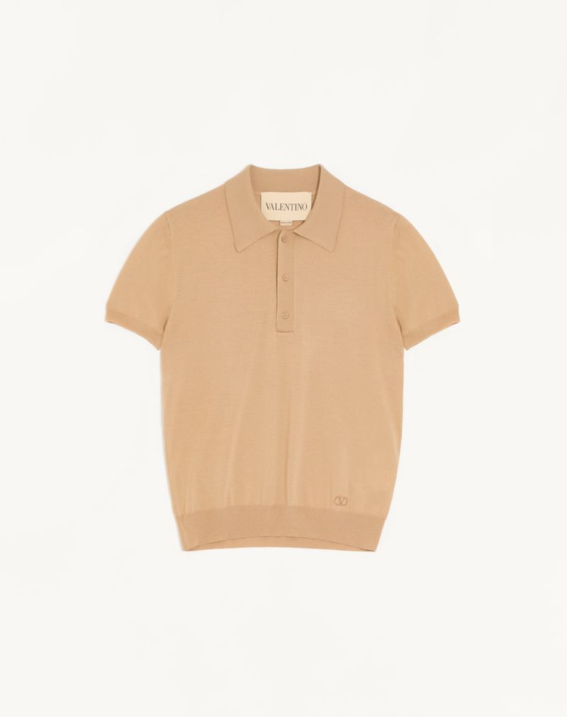 Polo Laine Broderie VLogo Beige — Valentino