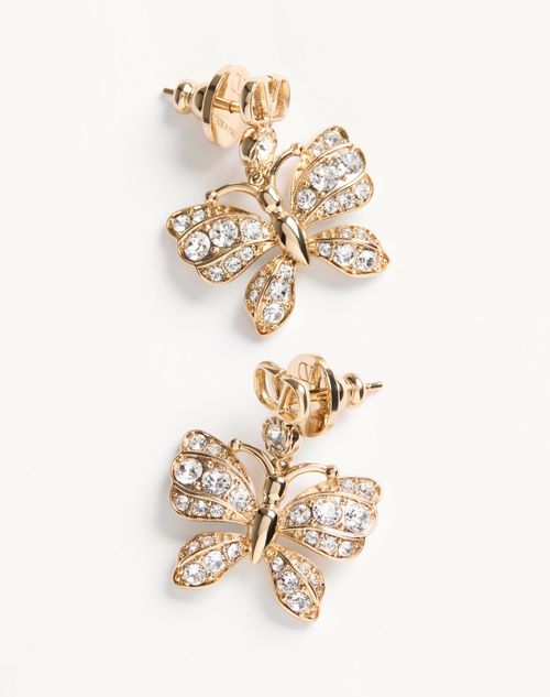 Valentino Garavani - Flutterby Earrings In Metal And Swarovski® Crystals - Platinum/crystal - Woman - Accessories