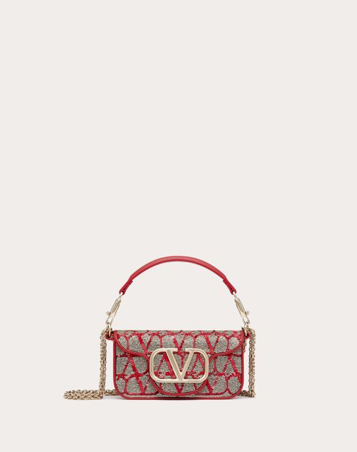 Small Locò Shoulder Bag With Toile Iconographe Embroidery Woman in Red/silver | Valentino