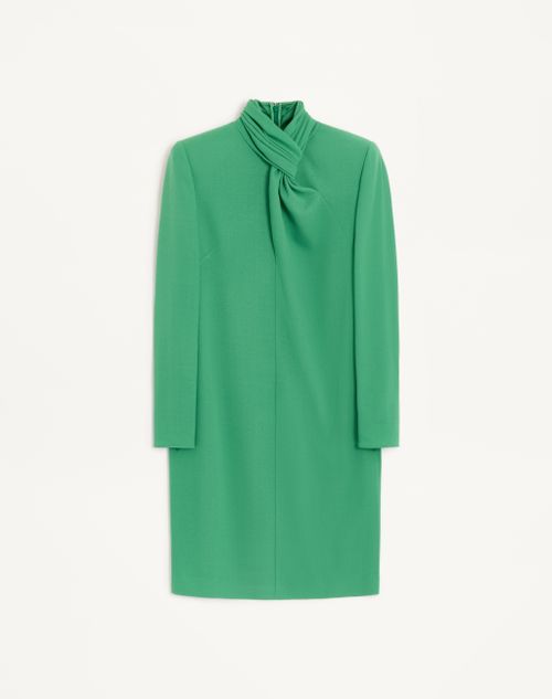 Valentino - Short Dress In Crispy Light Wool - Emerald - Woman - Dresses
