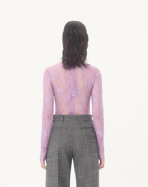 Valentino - Floral Lace Body - Soft Wisteria - Woman - Shirts And Tops