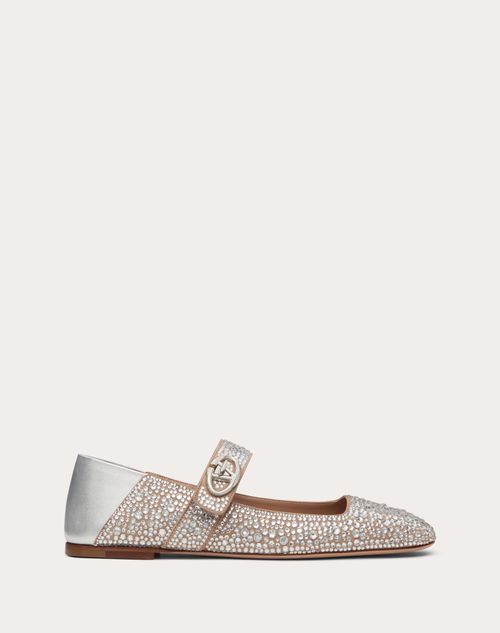 Valentino Garavani - Vlogo Locker Mary Jane Ballerina With Crystals - Crystal/silver - Woman - Ballerinas