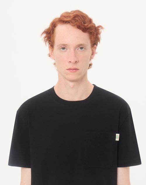 Valentino - Valentino Cotton Jersey T-shirt With Vlogo Signature Label - Black - Man - T-shirts And Sweatshirts