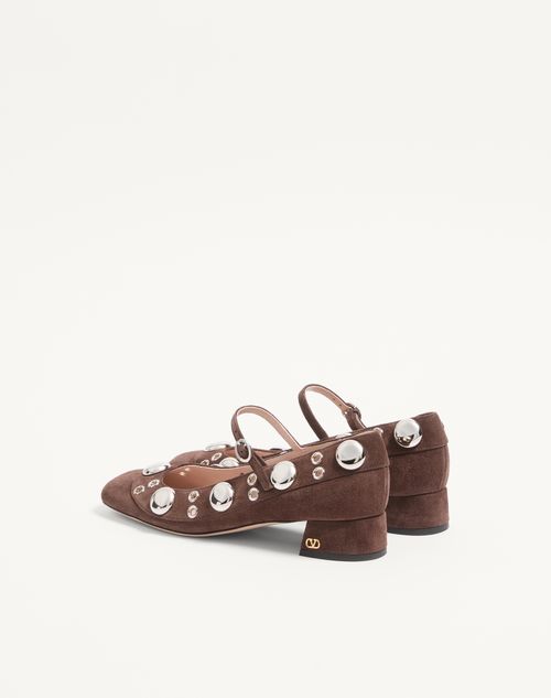 Valentino Garavani - Nellcôte Mary-jane Pumps In Crust Leather 30mm - Testa Di Moro - Woman - Ballerinas