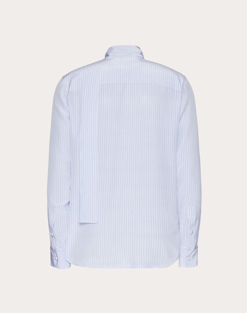 Valentino - 네크라인 스카프 디테일 실크 셔츠 - 스카이 블루/화이트 - 남성 - 셔츠
