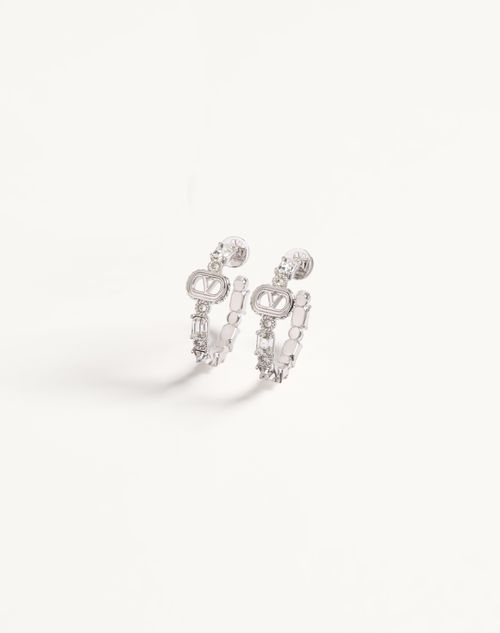 Valentino Garavani - Ovalette Metal And Swarovski® Crystal Earrings - Rhodium/crystal - Woman - Jewellery
