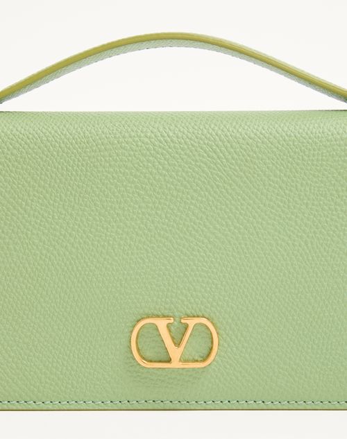 Valentino Garavani - Vlogo Signature Grainy Calfskin Wallet With Chain - Mint - Woman - Wallets And Small Leather Goods
