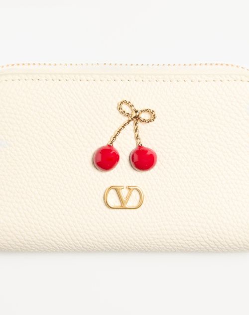 Valentino Garavani - チェリフィック グレインカーフスキン ミニ ジップウォレット - ライトアイボリー - ウィメンズ - 