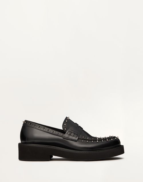 Valentino Garavani - Valentino Garavani Gentleglam Calfskin Loafer - Black - Man - Loafers & Oxford