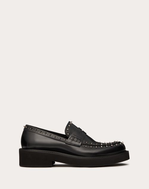 Valentino Garavani - Valentino Garavani Gentleglam Calfskin Loafer - Black - Man - Fashion Formal - M Shoes