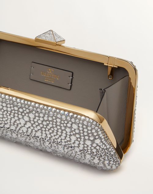 valentino swarovski crystal minaudiere box clutch black main image 1