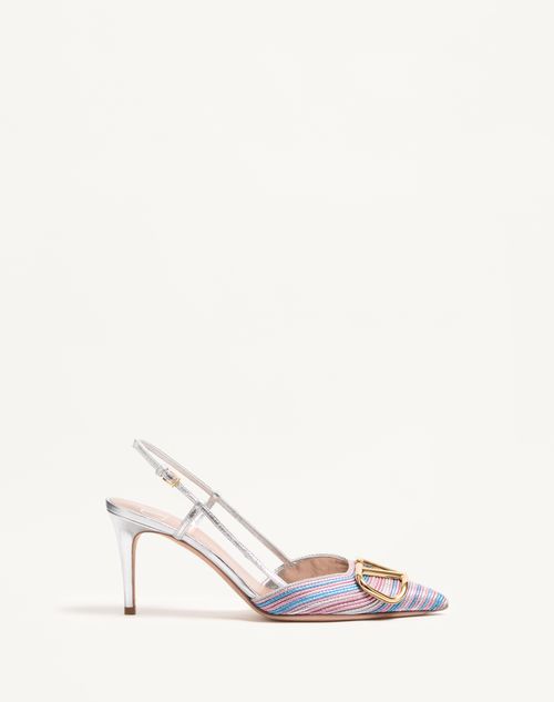 Valentino Garavani - Vlogo Signature Metallic Slingback Pumps With Cornely Embroidery 80mm - Multicolour/silver - Woman - Woman Sale