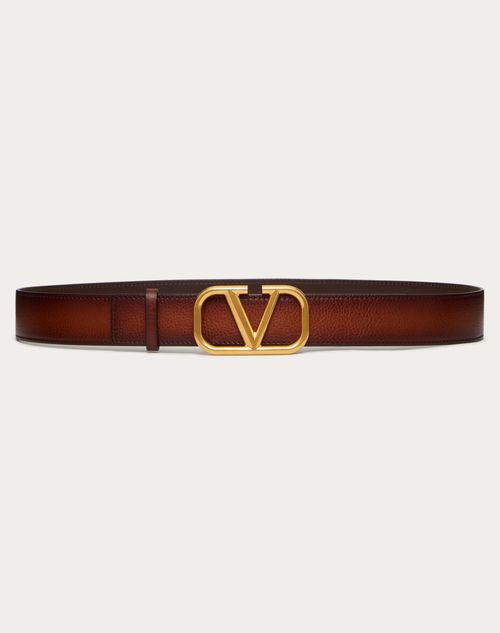 Valentino Garavani - Vlogo Signature Belt In Ombré Cowhide - Light Cuir - Man - Belts