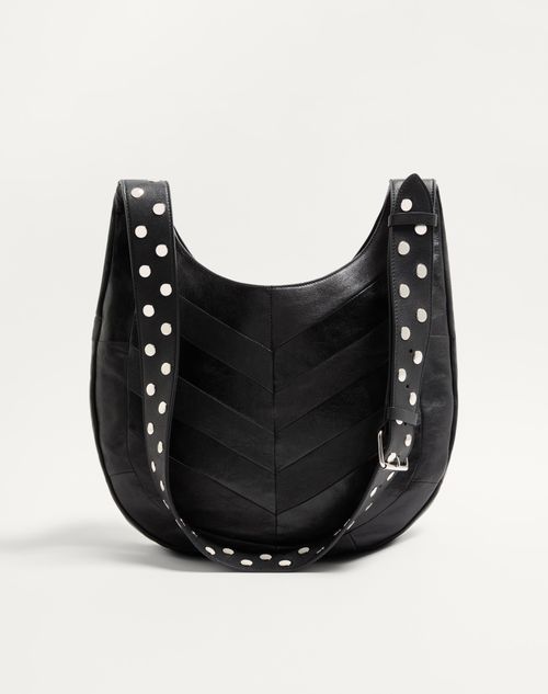 Valentino Garavani - Valentino Garavani Hoboho Nappa Leather Hobo Bag With Chevron Pattern - Black - Woman - Shoulder Bags