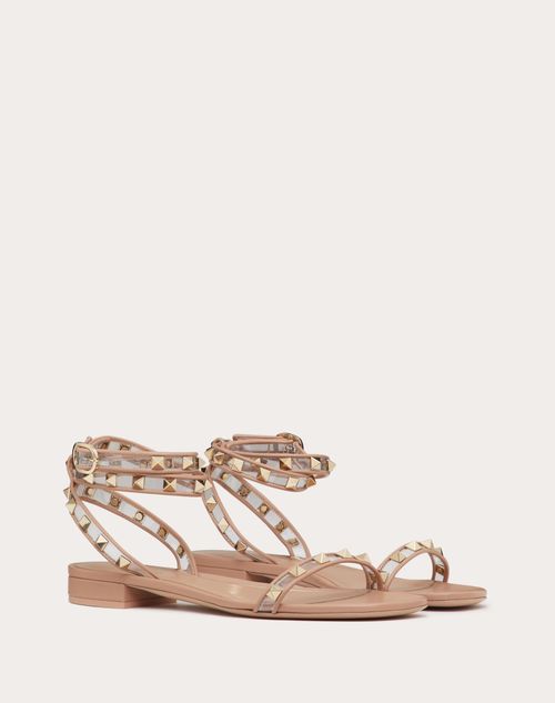 Rockstud Polymer Sandal 15mm for Woman in Pink/transparent | Valentino US