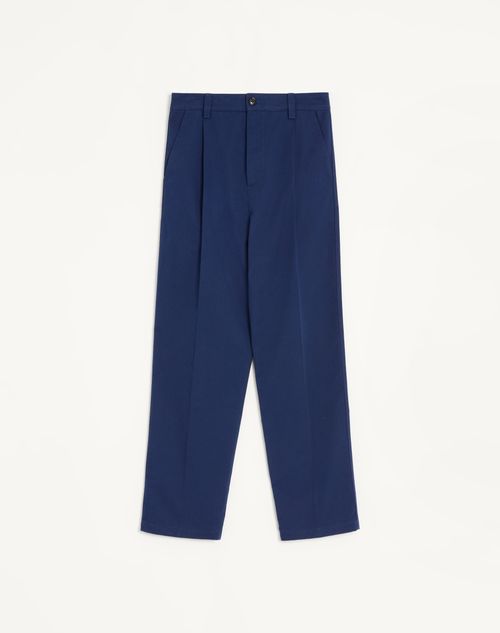 Valentino - Valentino Pants In Cotton Gabardine - Cobalt - Man - Pants And Shorts