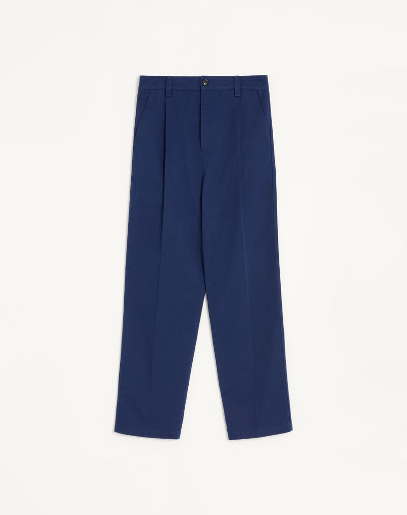 Pantalon Gabardine Coton Bleu Électrique — Valentino