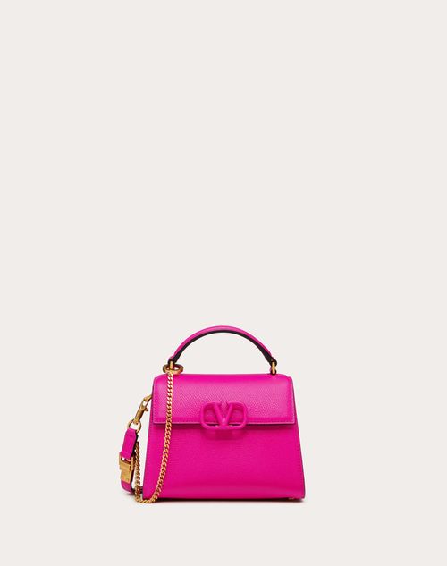 Valentino Garavani - Mini Vsling Grainy Calfskin Handbag - Pink Pp - Woman - Top Handle Bags