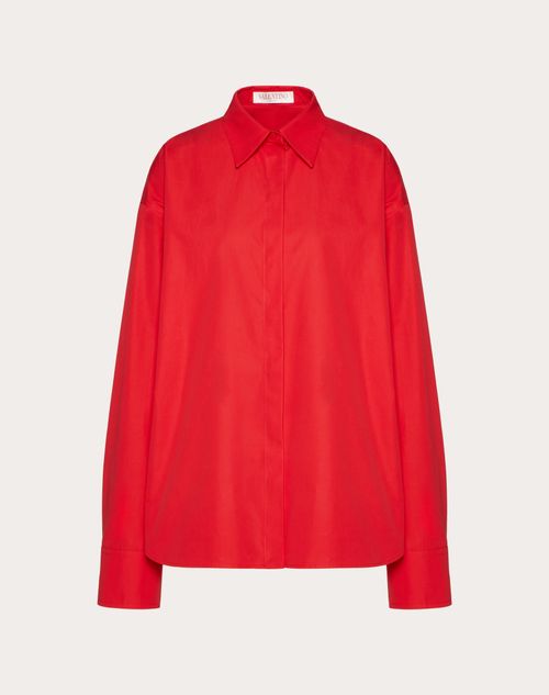 Valentino - Blusa De Compact Popeline - Rojo - Mujer - Camisas Y Tops