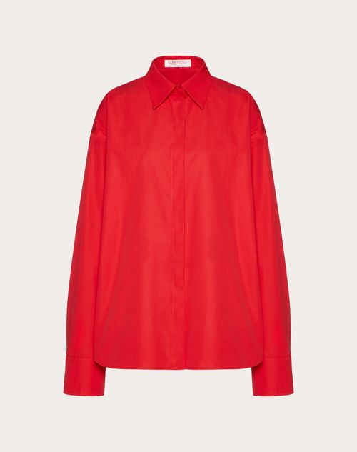 Valentino - Compact Popeline Blouse - Red - Woman - Shirts & Tops