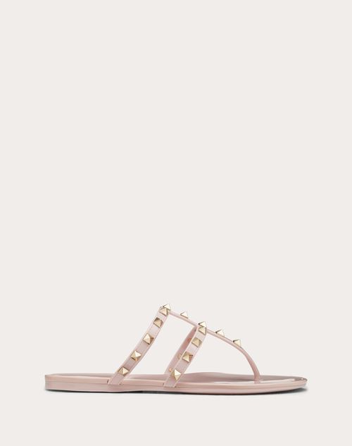 Valentino Garavani - Rockstud Flat Rubber Sandal - Water Rose - Woman - Shelf - W Shoes - Polymeric