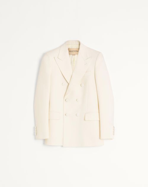Valentino - Valentino Double-breasted Jacket In Wool Grisaille - Latte - Man - Coats And Blazers