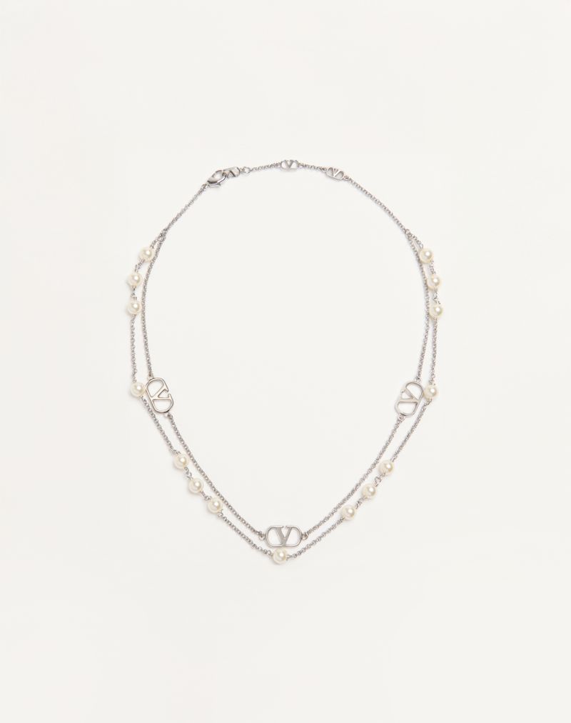 VALENTINO Vロゴ シグネチャー メタル x スワロフスキー®パール ネックレス