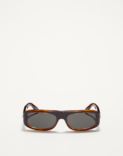 Valentino - Sleek Rectangular 90s Acetate Eyewear - Black/beige - Unisex - Eyewear