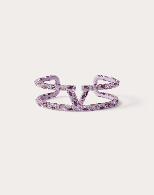 Valentino Garavani - Vlogo Signature Rhinestone Cuff In Metal, Enamel And Matching Crystals - Gold/purple/multicolor - Woman - Woman Bags & Accessories Sale