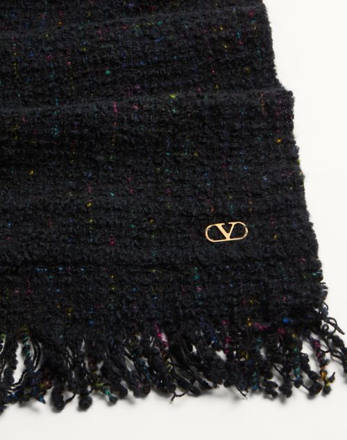 Valentino Garavani - Vlogo Signature Wool And Cashmere Scarf - Black/gold - Woman - Soft Accessories