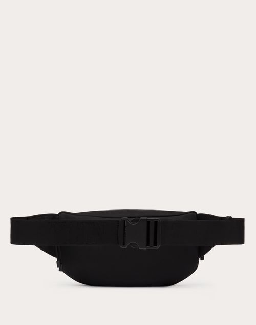 Vltn Nylon Belt Bag for Man in Black white Valentino OM