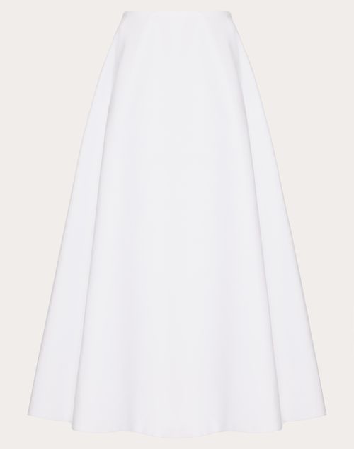 Valentino - Compact Popeline Midi Skirt - White - Woman - Skirts