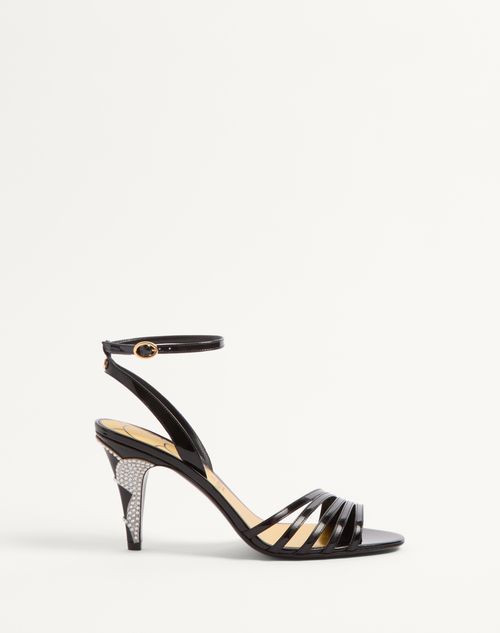 Valentino Garavani - Sandalias Ladycrush De Charol Con Cristales Y Tacón De 85 mm - Negro/plateado - Mujer - Sandalias