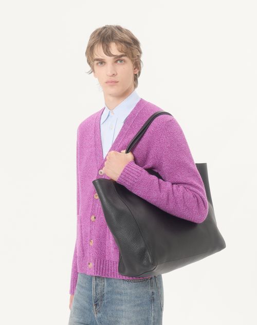 Valentino - Cardigan Valentino In Lana Mouliné Con Patch Farfalla Ricamata - Viola - Uomo - Maglieria
