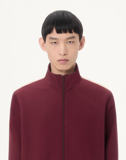 Valentino - Valentino Nylon Sweatshirt With Vgold - Maroon - Man - T-shirts And Sweatshirts