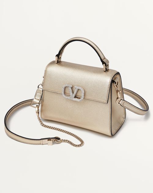 Mini Vsling Handbag In Metallic Grainy Calfskin for Woman in