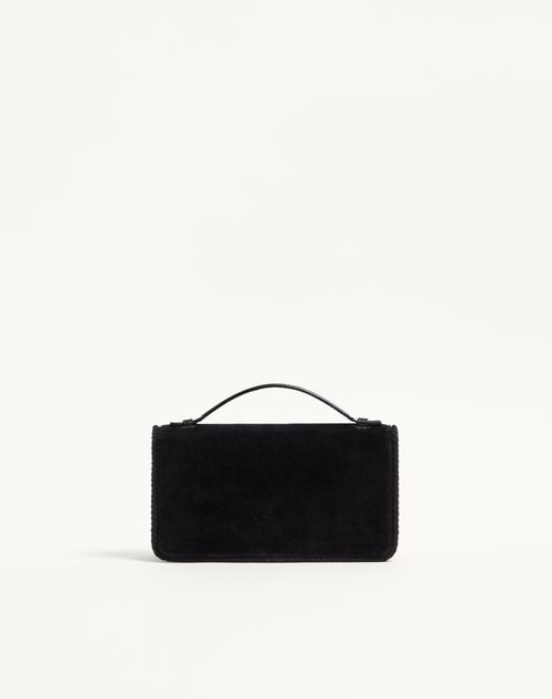 Valentino Garavani - Vlogo Signature Velvet Chain Wallet With Jewel Logo - Black - Woman - Wallets And Small Leather Goods
